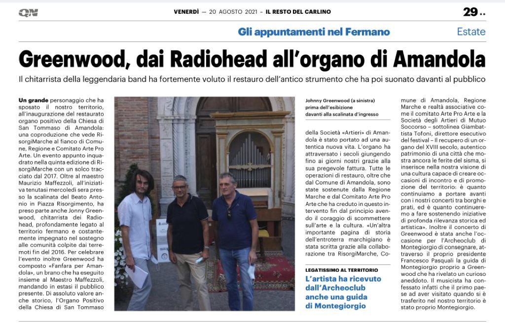 Greenwood, dai Radiohead all'organo di Amandola